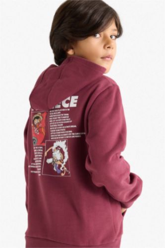 سويت شيرت ولادي قصة عادية بغطاء للرأس بجيب وبطانة ناعمة من ون بيس