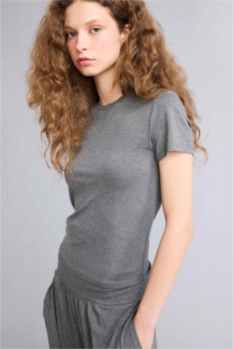 WOMAN Grey Melange Woman Basic Top