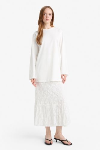 A Kesim Dantel Midi Etek