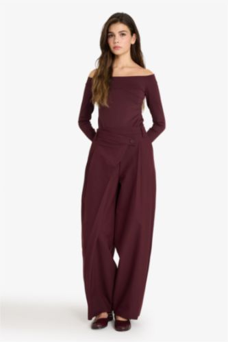 Baggy Fit қос қалталы орташа белді стандартты ұзындықтағы шалбар