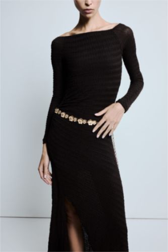 Kadın Gold Çiçek Temalı Metal Zincir Kemer