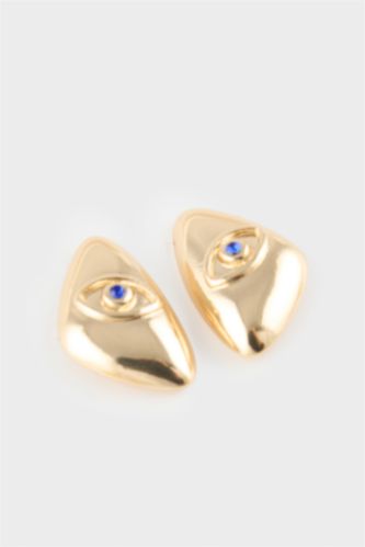 Kadın Nazar Temalı Gold Küpe