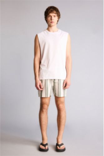 رجال كاكي فاتح شورت بحر قصير ميكروفيبر ببطانة شبكية