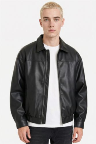 Oversize қайырма жағалы найзағайлы куртка