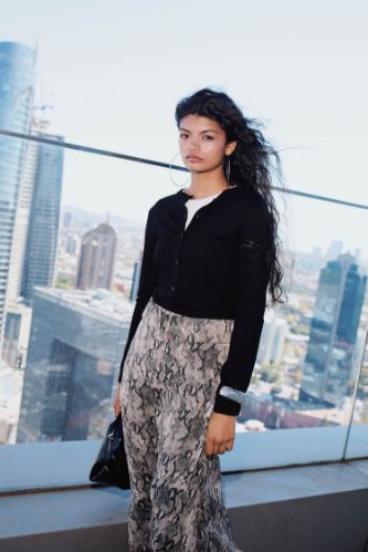 Regular Fit Desenli Astarlı Şifon Midi Etek