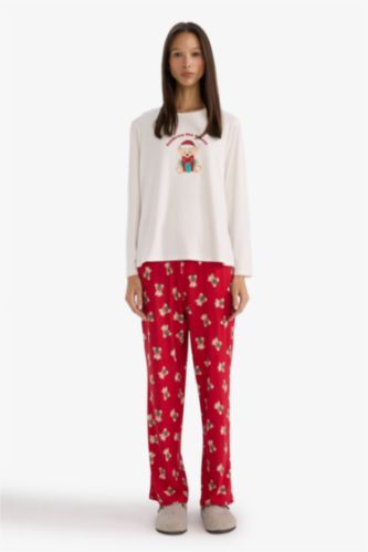 Yılbaşı Temalı Regular Fit Uzun Kollu Üst Uzun Alt-Fall in Love