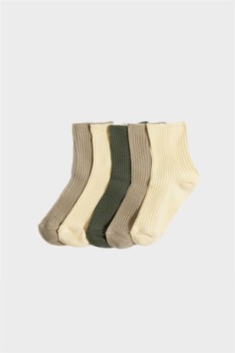 Kız Çocuk 5'li Pamuklu Uzun Çorap