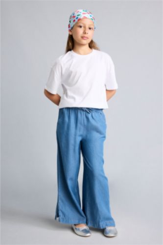 Kız Çocuk - Genç Kız Mavi Culotte Jean Pantolon Kız Çocuk