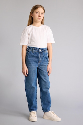 Girls & Teens Blue Girl Paperbag Jeans