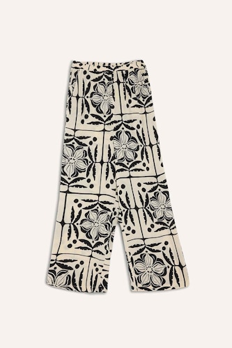 Girl Straight Wide Leg Crinkle Viscose Trousers