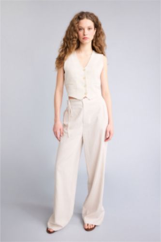 Әйелдерге экру кең аяқ зығыр қоспасы Шалбар