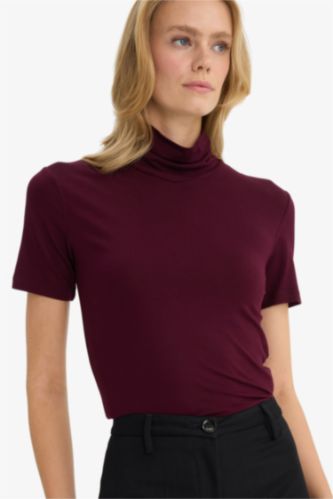 Slim Fit Dar Kesim Balıkçı Yaka Kısa Kollu Tişört