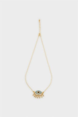 Kadın Çelik Mavi Göz Detaylı Kolye