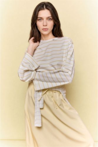 Women Light Yellow Regular Fit Long Sleeve Tunic