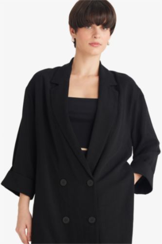 Regular Fit Jacket Collar Cotton Blazer