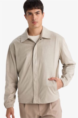 Slım Fıt Dar Kesim Polo Yaka Fermuarlı Mont