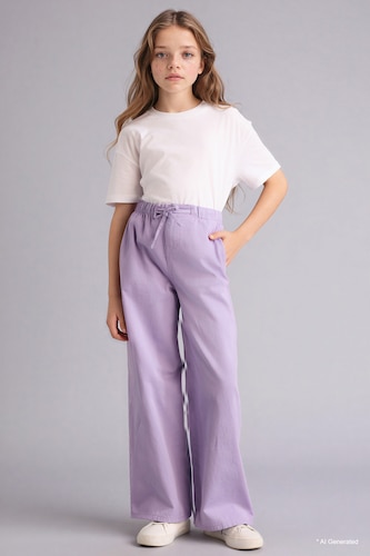 Pantalon en gabardine à jambes larges pour fille