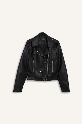 Zipper Faux Leather Jacket