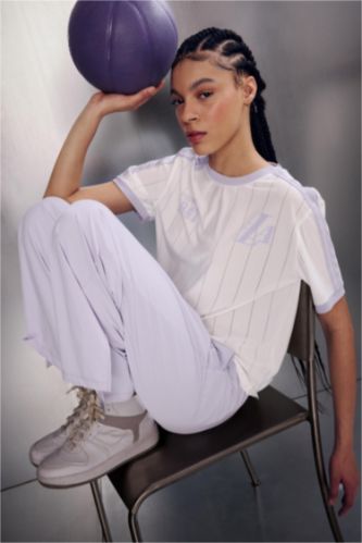 WOMAN Ecru Regular Fit NBA Los Angeles Lakers Short Sleeves T-Shirt