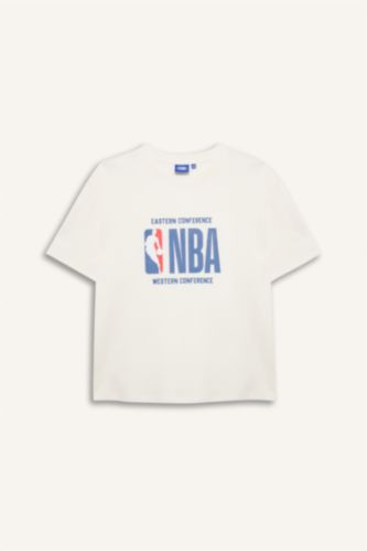 Женщины Бежевый Футболка NBA Wordmark Relax Fit с коротким рукавом