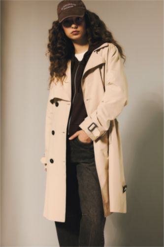 WOMAN Ecru Regular Fit Trench Coat