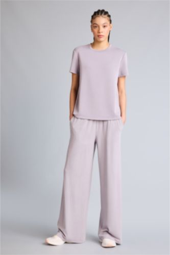 Женщины Бордовый Спортивные брюки Wide Leg из модала со стандартной длиной и широкими штанинами