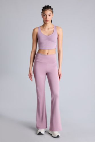 Kadın Gülkurusu Flare Fıt İspanyol Paça Standart Boy Sporcu Pantolon