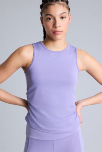 Kadın Mor Standart Fıt Bisiklet Yaka Sporcu Atlet