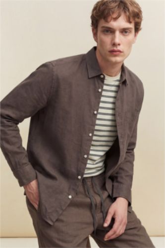 MAN Brown 100% Linen Shirt