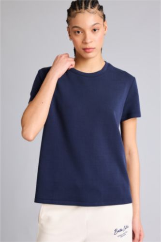 Женщины Синий Спортивная футболка Standard Fit из модала с круглым вырезом и коротким рукавом