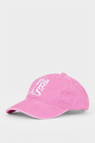 Kız Çocuk - Genç Kız Açık Pembe Nakışlı Pamuklu Cap Şapka Kız Çocuk