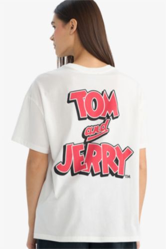 Tom & Jerry Oversize кең пішімді суретті қысқа жеңді футболка