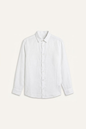 100% Linen Relax Fit Woven Polo Shirt