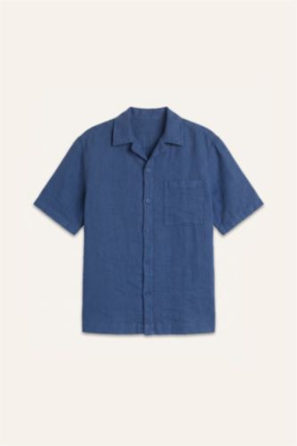 Men Indigo Relax Fit Woven Short Sleeve Shirt
