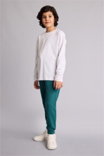 Erkek Çocuk - Genç Erkek Koyu Yeşil Regular Fıt Sweatshirt Kumaşı Pantolon Erkek Çocuk