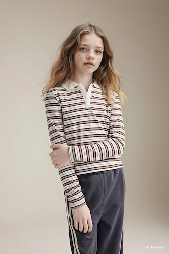 Polo manches longues côtelé Coupe slim pour fille