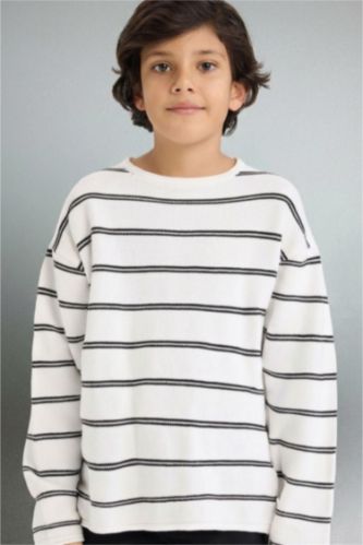 Bisiklet Yaka Çizgili Triko Kazak Erkek Çocuk