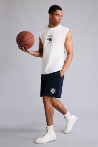 Erkek Lacivert NBA Brooklyn Şort