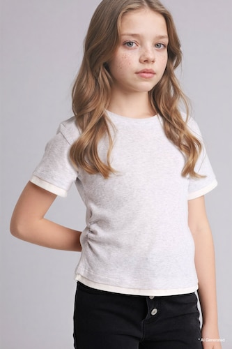 Girl Slim Fit Ribbed T-Shirt