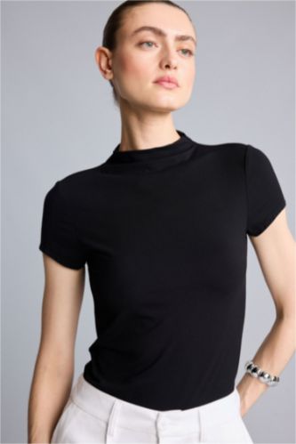 Женщины Черный Футболка Slim Fit