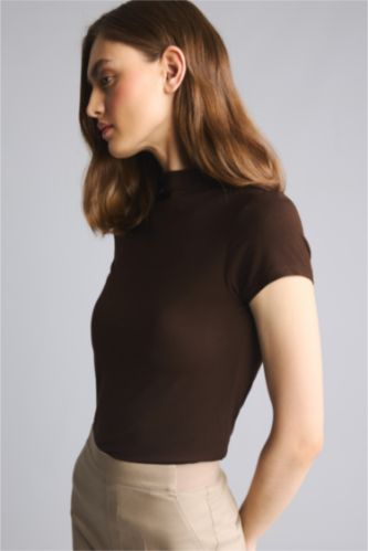 Женщины Коричневый Футболка Slim Fit