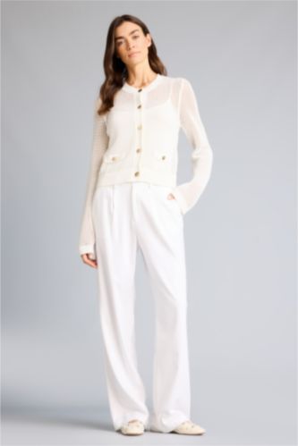 WOMAN White Straight Fit Zipper Pocket Trousers