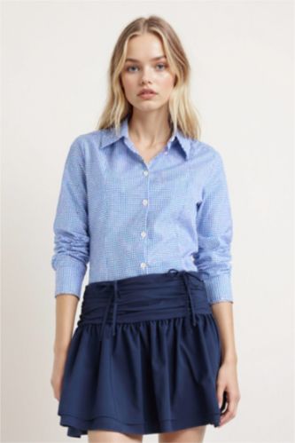 Slim Fit Shirt Collar Poplin Long Sleeve Shirt