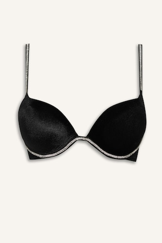 Kadife Kaplı Full Push Up Balenli Tişört Bra