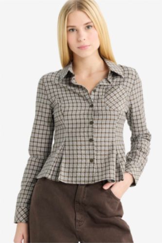 Fitted Plaid Poplin Long Sleeve Shirt
