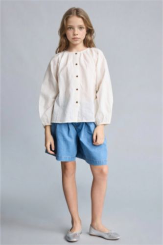 Kız Çocuk - Genç Kız Ekru Regular Fit Uzun kollu Bluz Kız Çocuk