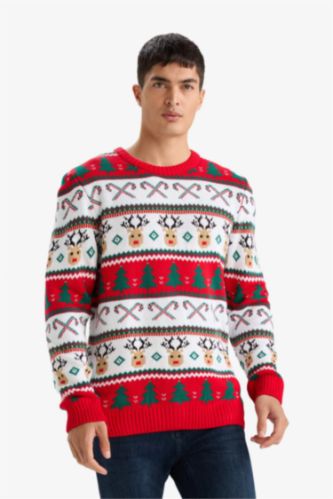 Crew Neck Knitwear Christmas Pullover