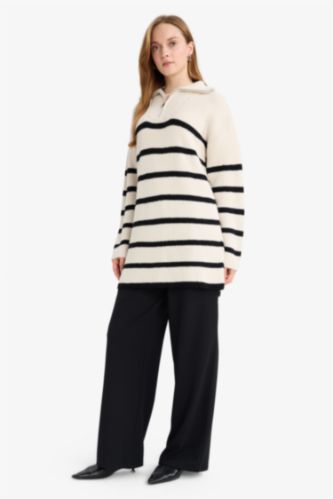 Straight Wide Düz Paça Krep Pantolon