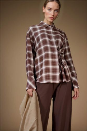 Regular Fit Glittery Plaid Shirt