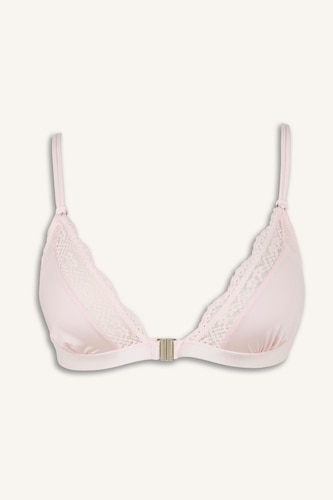 Satin Lace Detail Wireless Unpadded Bralette